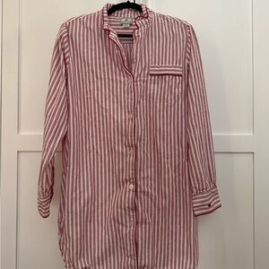 Petite Plume Twill Nightshirt in Antique Red Ticking